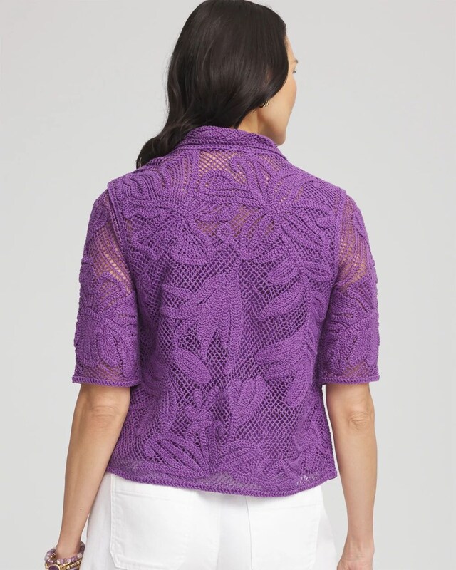 Palm-Frond Crochet-Lace Shacket - image 3